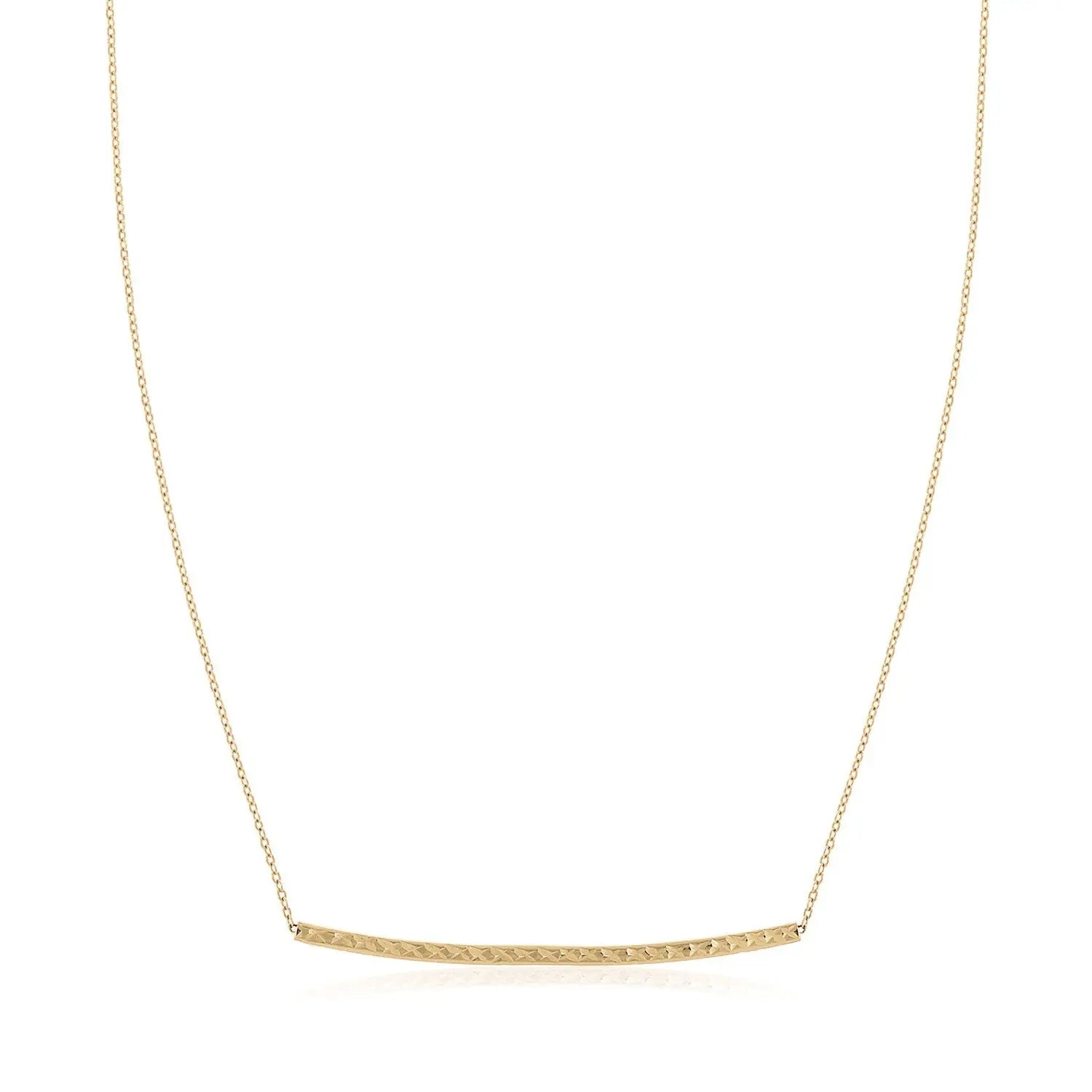 14k Yellow Gold Thin Textured Bar Necklace RCJ Necklaces  CELESTIA LUXE JEWELLERS