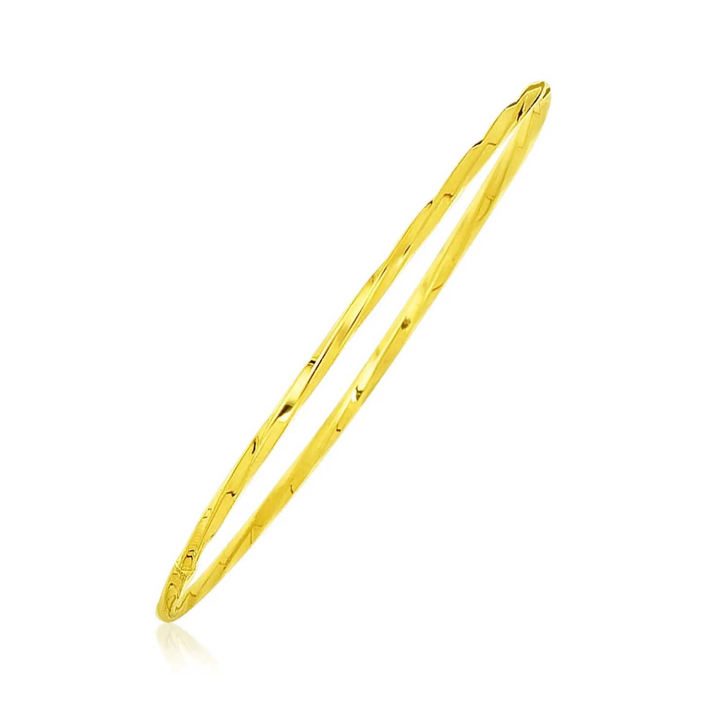 14k Yellow Gold Thin Twisted Shiny Bangle (2.50 mm) RCJ Bangles  CELESTIA LUXE JEWELLERS