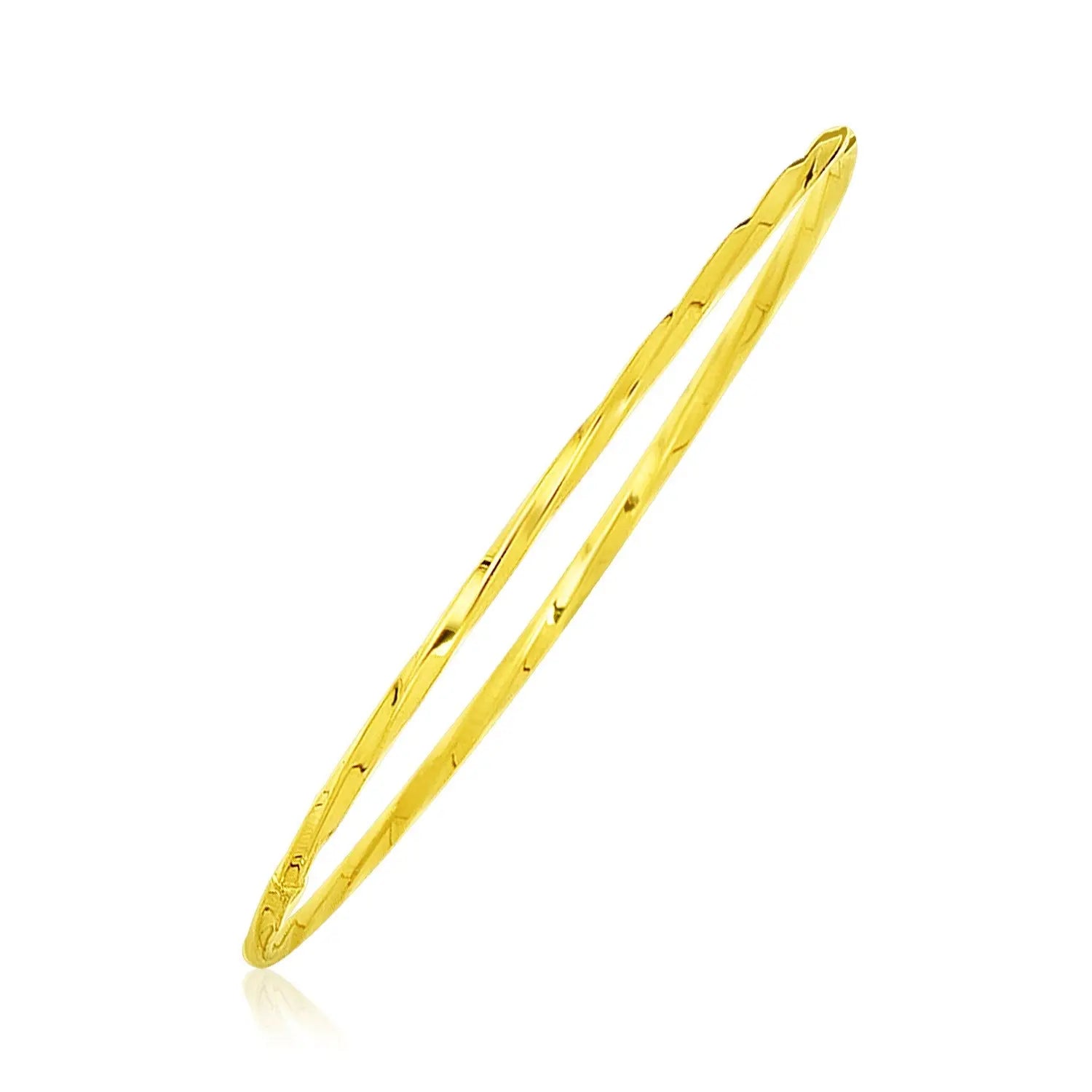 14k Yellow Gold Thin Twisted Shiny Bangle (2.50 mm) RCJ Bangles  CELESTIA LUXE JEWELLERS