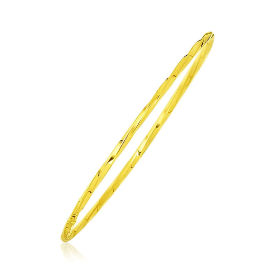 14k Yellow Gold Thin Twisted Shiny Bangle (2.50 mm) RCJ Bangles  CELESTIA LUXE JEWELLERS