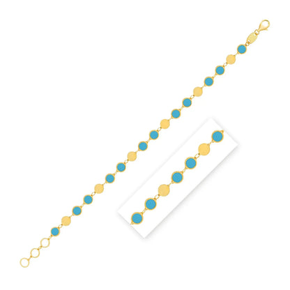 14k Yellow Gold Turquoise Geometric Mirror Gem Chain Bracelet (5.00 mm) RCJ Bracelets  CELESTIA LUXE JEWELLERS