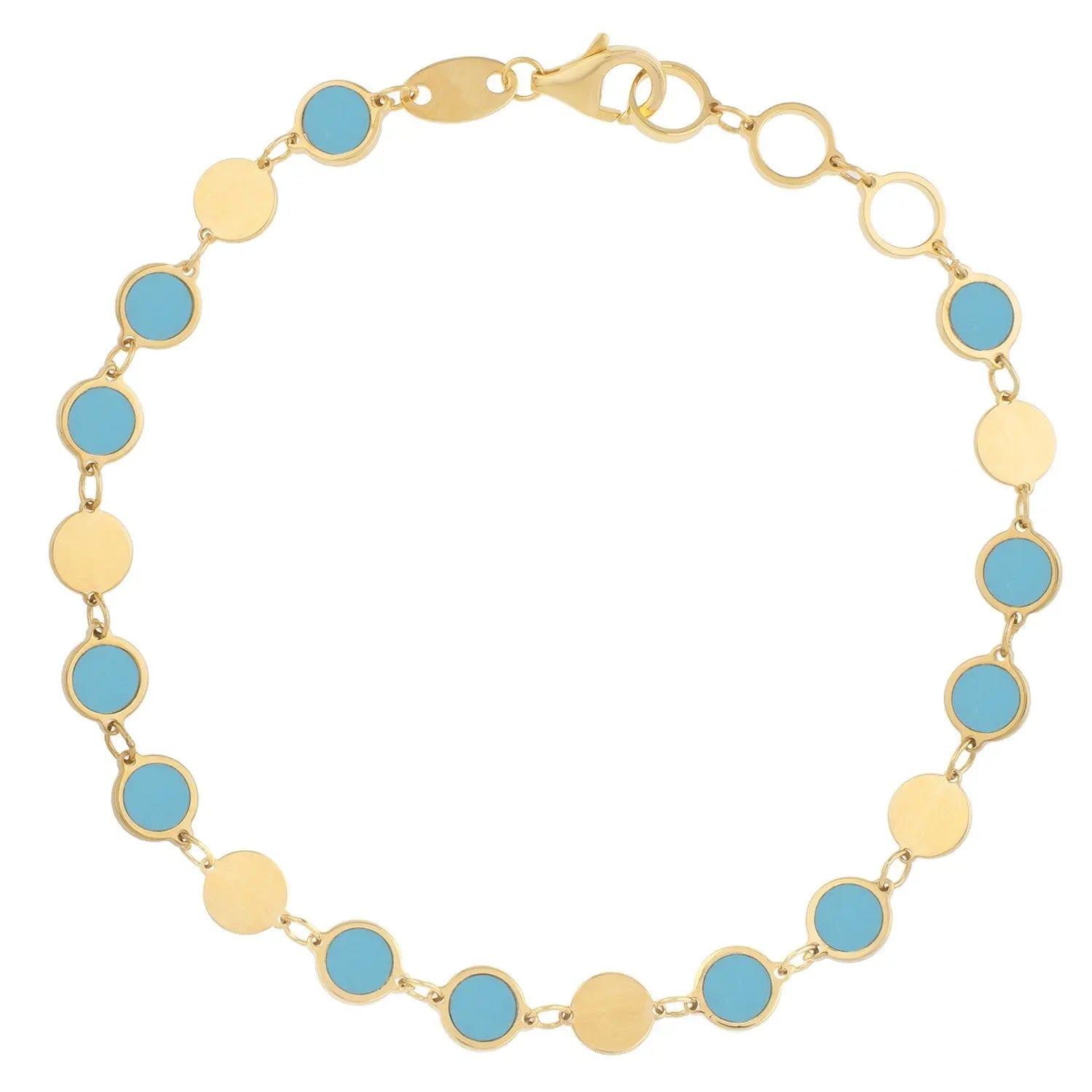 14k Yellow Gold Turquoise Geometric Mirror Gem Chain Bracelet (5.00 mm) RCJ Bracelets  CELESTIA LUXE JEWELLERS