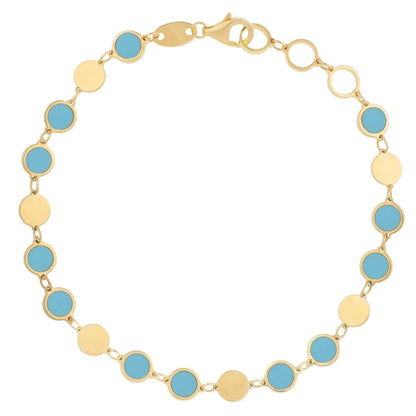 14k Yellow Gold Turquoise Geometric Mirror Gem Chain Bracelet (5.00 mm) RCJ Bracelets  CELESTIA LUXE JEWELLERS