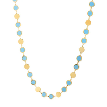 14k Yellow Gold Turquoise Geometric Mirror Gem Chain Necklace (5.00 mm) RCJ Necklaces  CELESTIA LUXE JEWELLERS