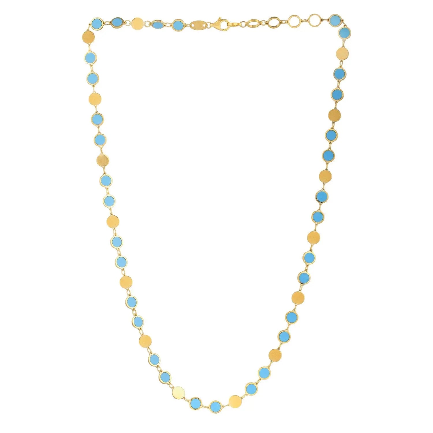 14k Yellow Gold Turquoise Geometric Mirror Gem Chain Necklace (5.00 mm) RCJ Necklaces  CELESTIA LUXE JEWELLERS
