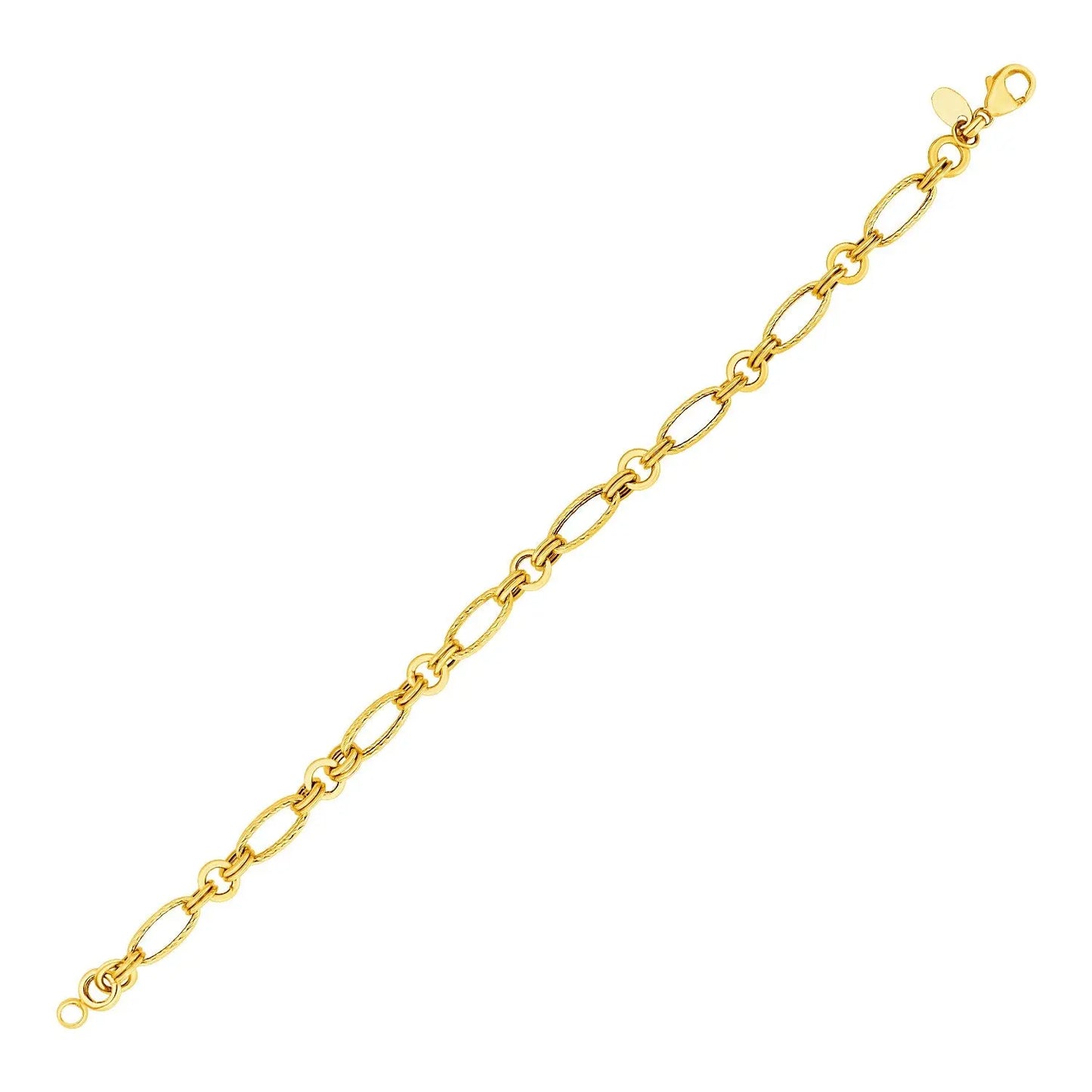 14k Yellow Gold Twisted and Polished Link Bracelet RCJ Bracelets  CELESTIA LUXE JEWELLERS