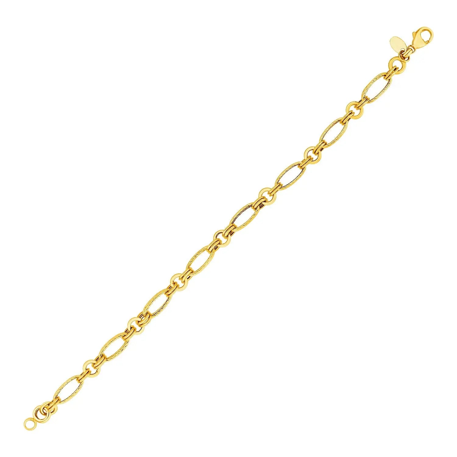 14k Yellow Gold Twisted and Polished Link Bracelet RCJ Bracelets  CELESTIA LUXE JEWELLERS