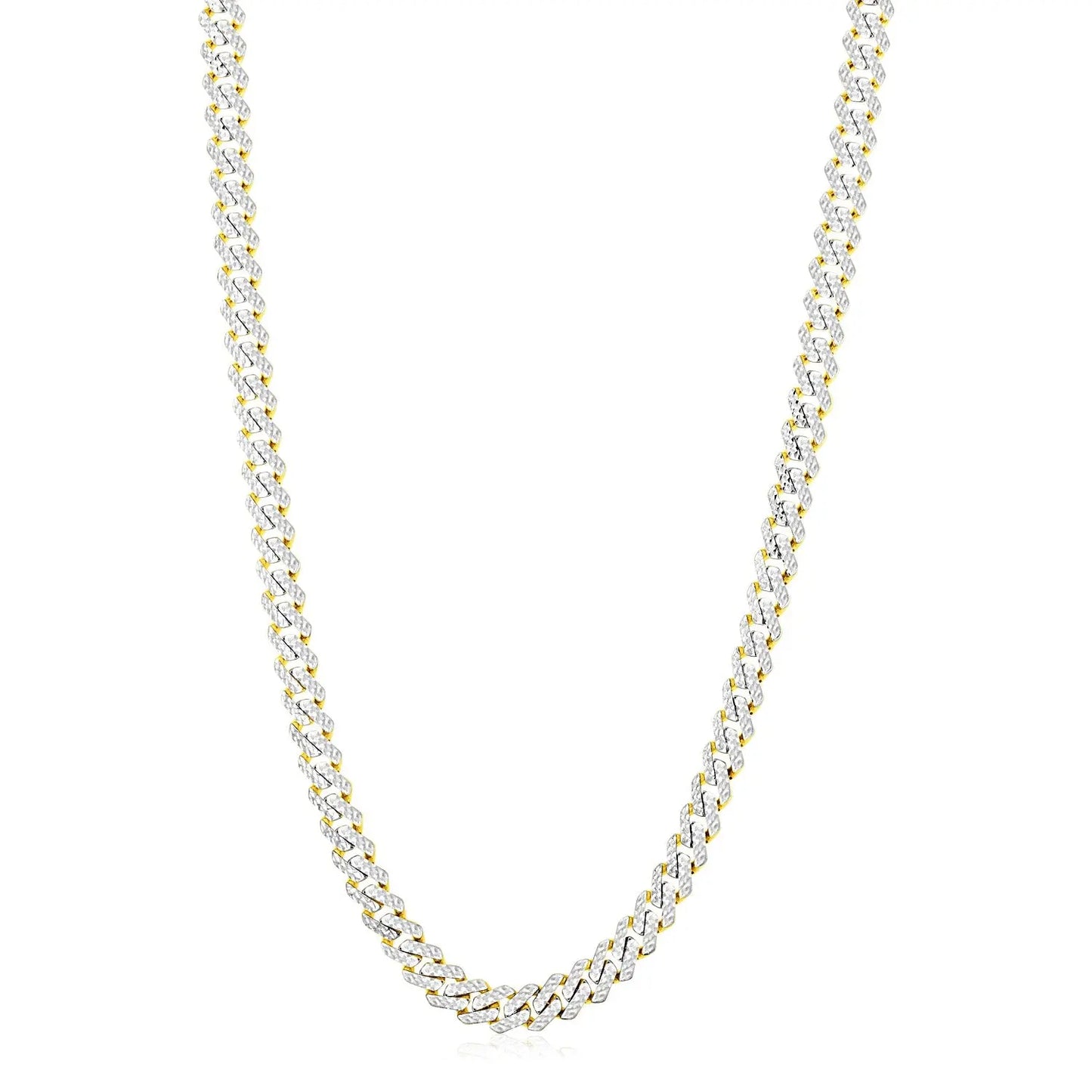 14k Yellow Gold White Pave High Polish Modern Lite Edge Chain (8.00 mm) RCJ Chains  CELESTIA LUXE JEWELLERS