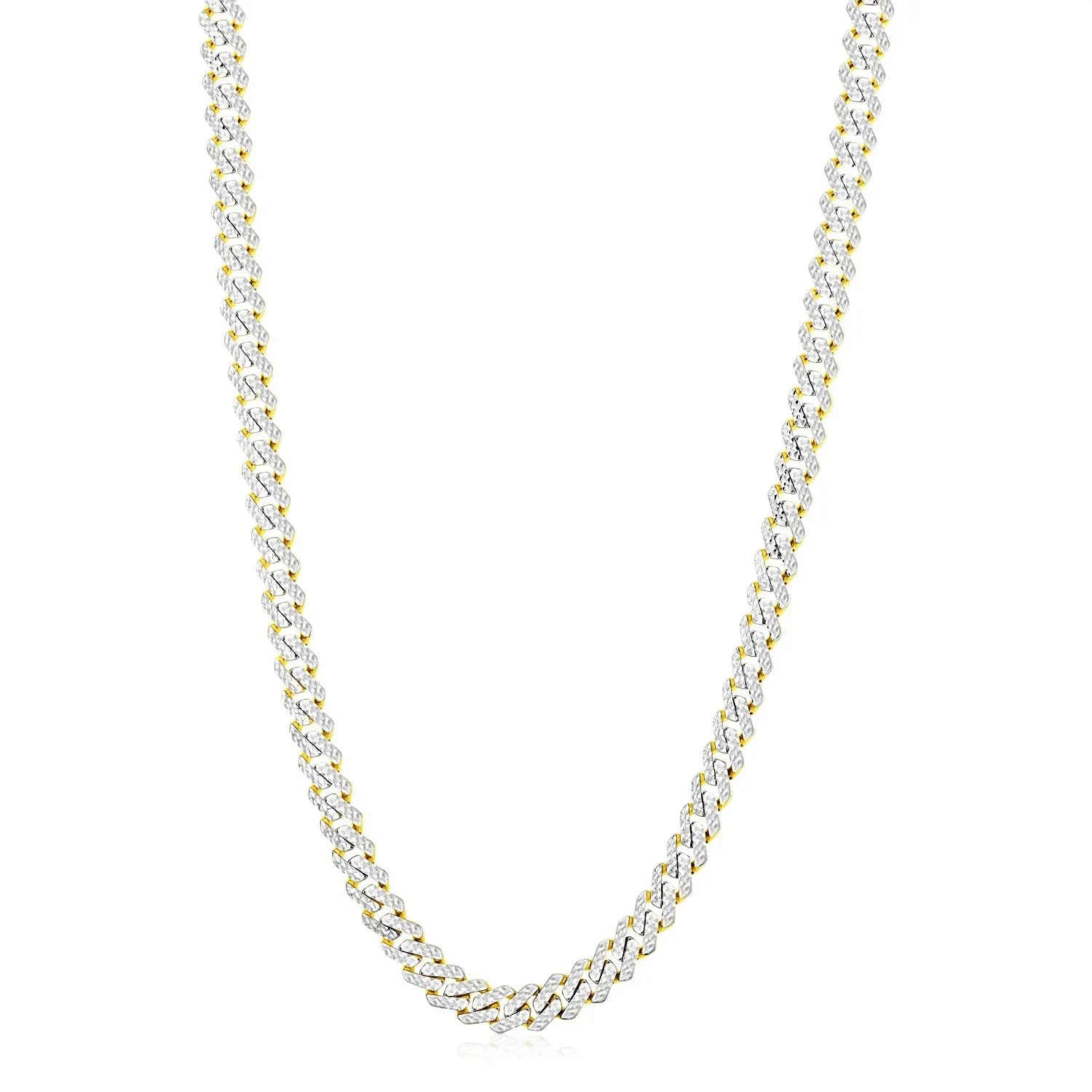 14k Yellow Gold White Pave High Polish Modern Lite Edge Chain (8.00 mm) RCJ Chains  CELESTIA LUXE JEWELLERS