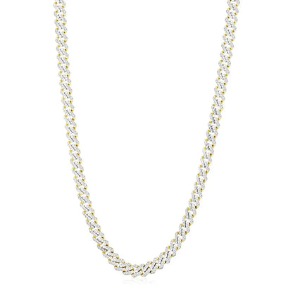 14k Yellow Gold White Pave High Polish Modern Lite Edge Chain (8.00 mm) RCJ Chains  CELESTIA LUXE JEWELLERS