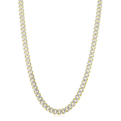 14k Yellow Gold White Pave High Polish Modern Lite Miami Cuban Chain (8.00 mm) RCJ Chains  CELESTIA LUXE JEWELLERS