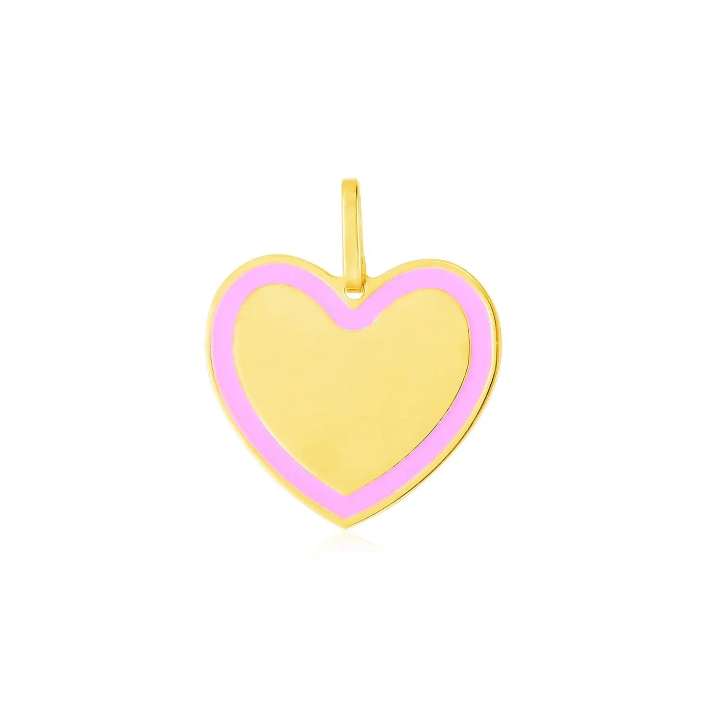 14k Yellow Gold and Pink Enamel Heart Pendant RCJ Pendants  CELESTIA LUXE JEWELLERS