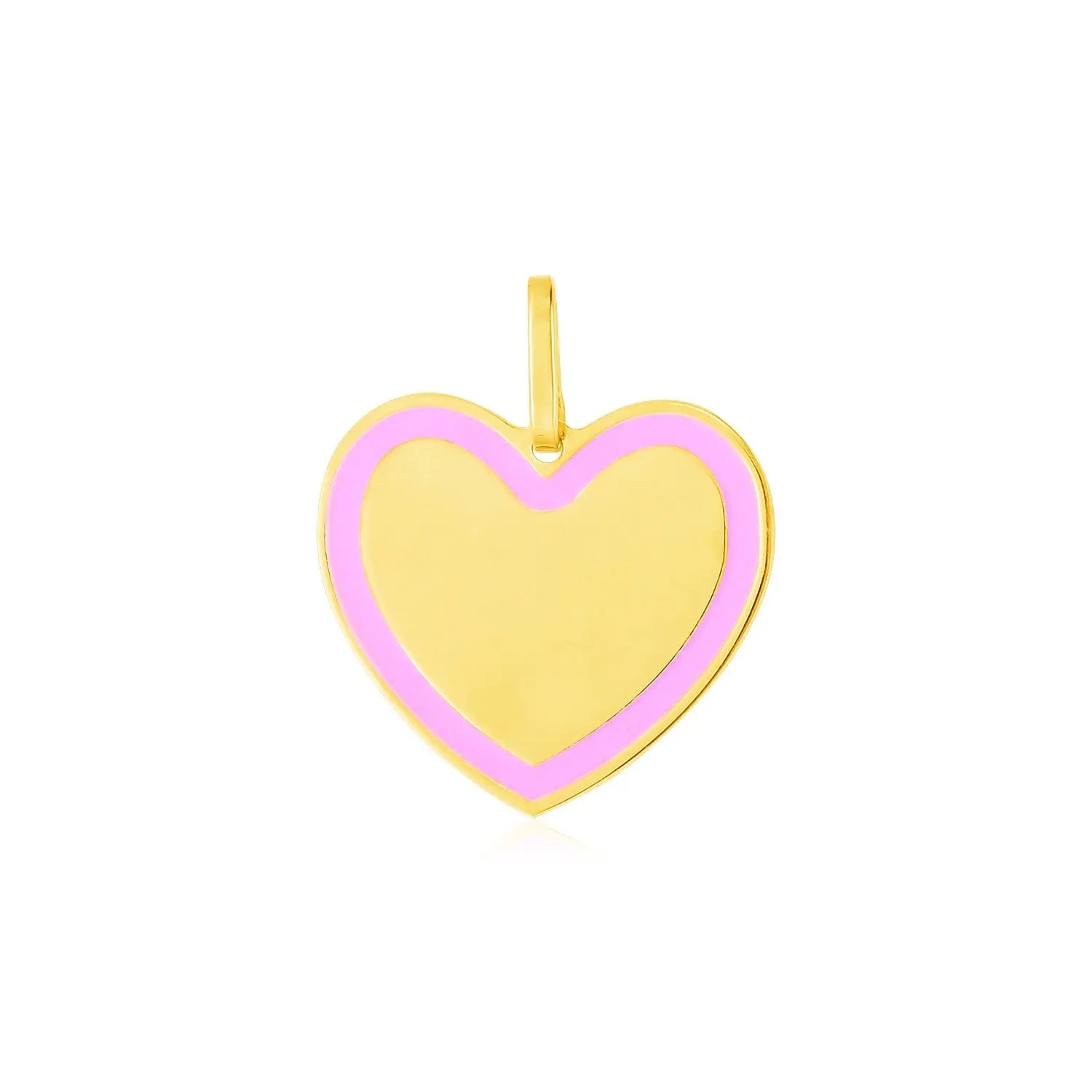 14k Yellow Gold and Pink Enamel Heart Pendant RCJ Pendants  CELESTIA LUXE JEWELLERS