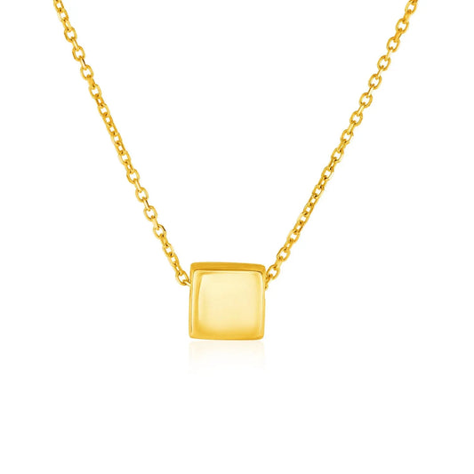 14k Yellow Gold with Shiny Square Pendant RCJ Pendants  CELESTIA LUXE JEWELLERS