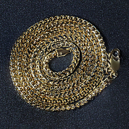 14k Yellow Solid Gold Diamond Cut Round Franco Chain (2.70 mm) RCJ Chains  CELESTIA LUXE JEWELLERS