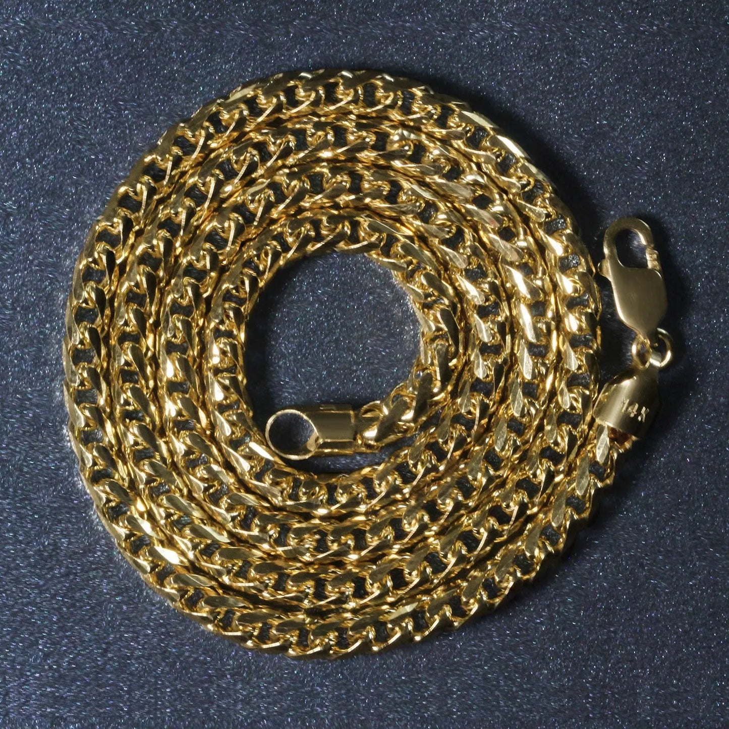 14k Yellow Solid Gold Diamond Cut Round Franco Chain (4.60 mm) RCJ Chains  CELESTIA LUXE JEWELLERS