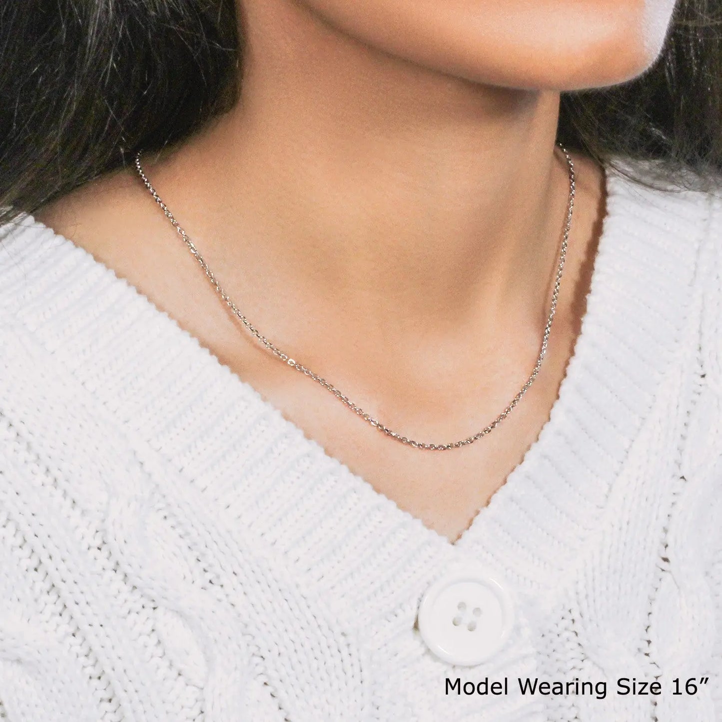 18k White Gold Diamond Cut Cable Link Chain (1.40 mm) RCJ Chains  CELESTIA LUXE JEWELLERS