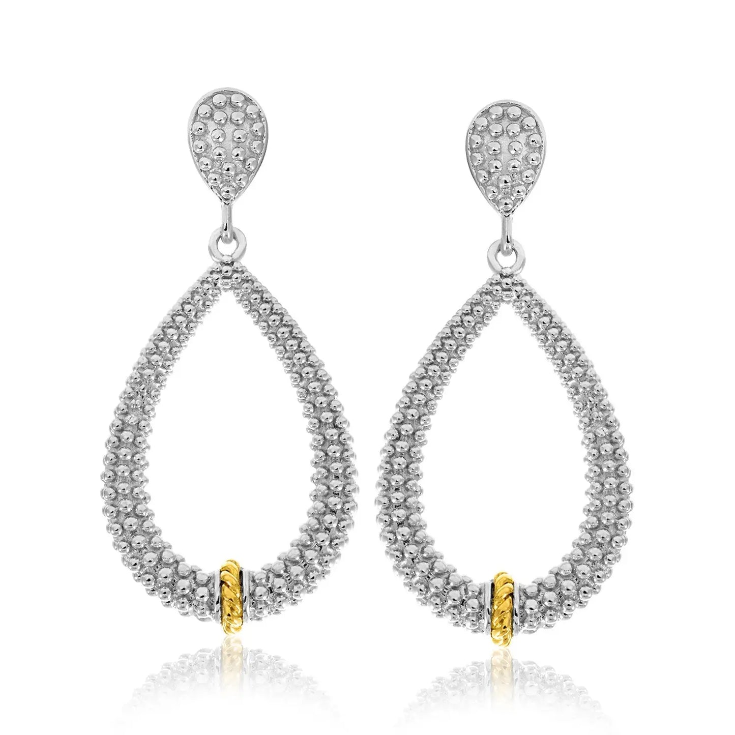 18k Yellow Gold & Sterling Silver Diamond Accented Graduated Popcorn Earrings RCJ Earrings  CELESTIA LUXE JEWELLERS