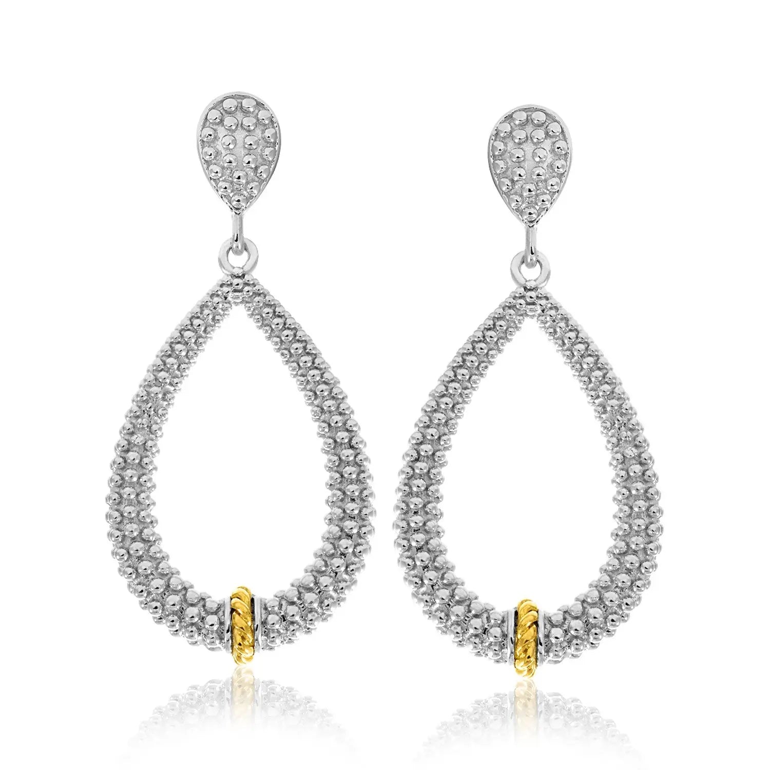 18k Yellow Gold & Sterling Silver Diamond Accented Graduated Popcorn Earrings RCJ Earrings  CELESTIA LUXE JEWELLERS