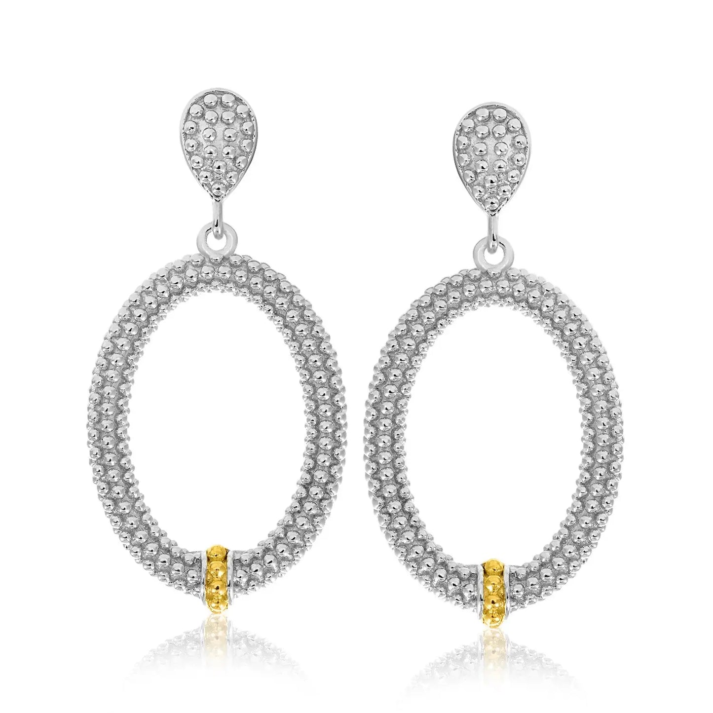 18k Yellow Gold & Sterling Silver Open Oval Motif Popcorn Earrings RCJ Earrings  CELESTIA LUXE JEWELLERS