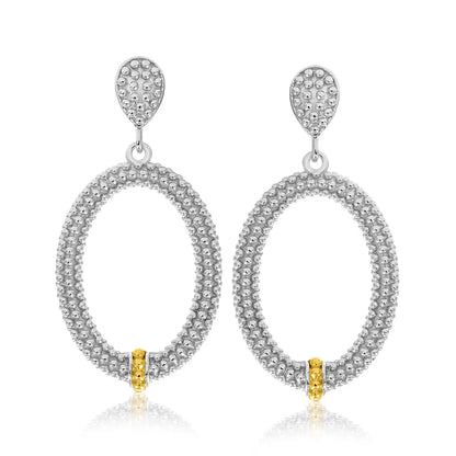 18k Yellow Gold & Sterling Silver Open Oval Motif Popcorn Earrings RCJ Earrings  CELESTIA LUXE JEWELLERS