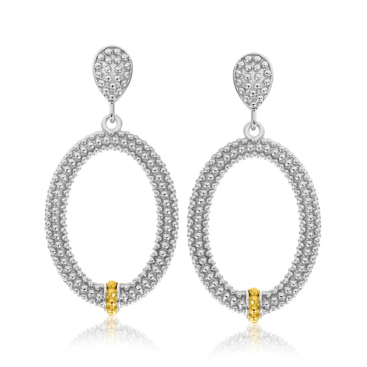 18k Yellow Gold & Sterling Silver Open Oval Motif Popcorn Earrings RCJ Earrings  CELESTIA LUXE JEWELLERS