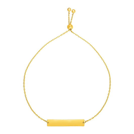 Adjustable Bracelet with Shiny Bar in 14k Yellow Gold (1.00 mm) RCJ Bracelets  CELESTIA LUXE JEWELLERS