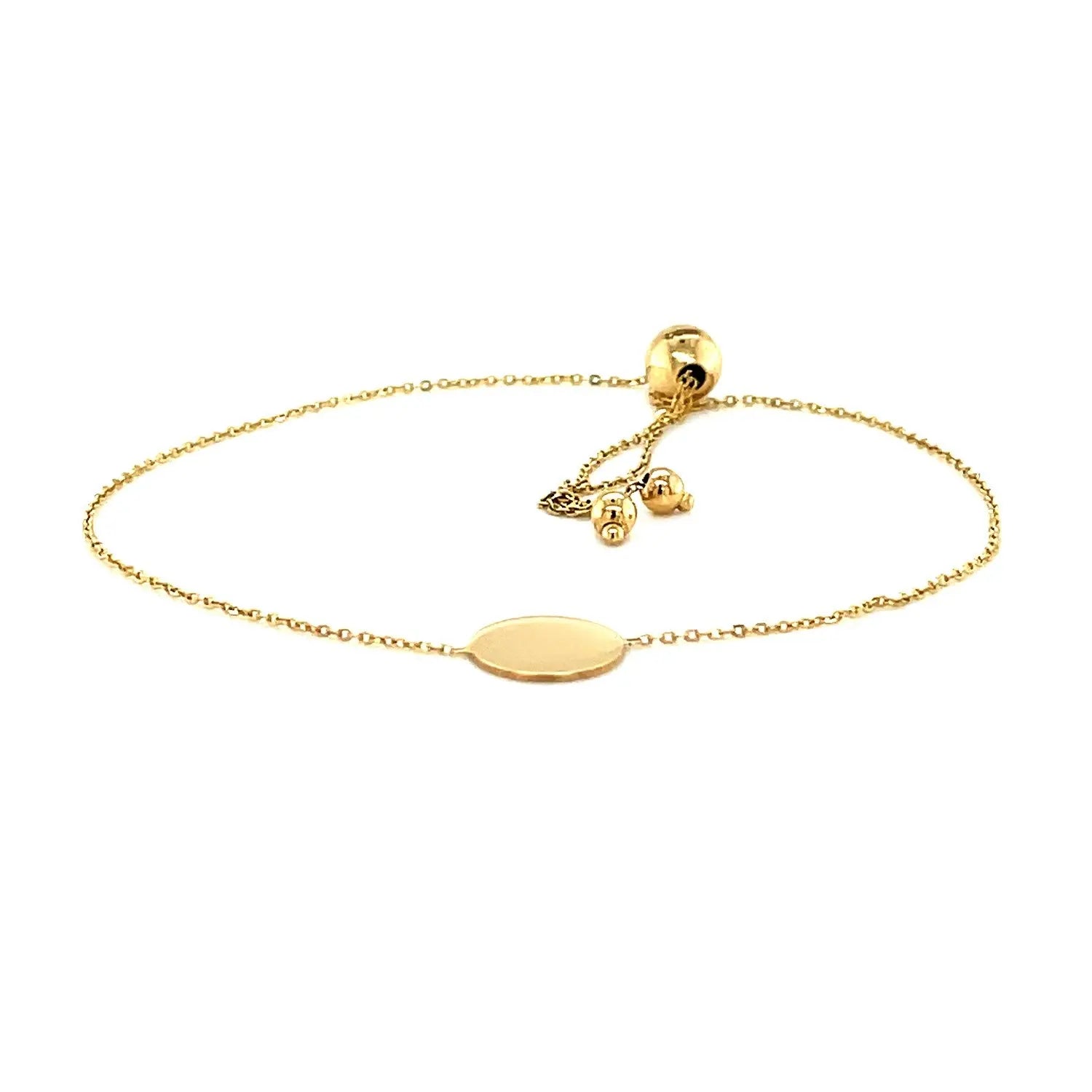 Adjustable Bracelet with Shiny Circle in 14k Yellow Gold (7.50 mm) RCJ Bracelets  CELESTIA LUXE JEWELLERS