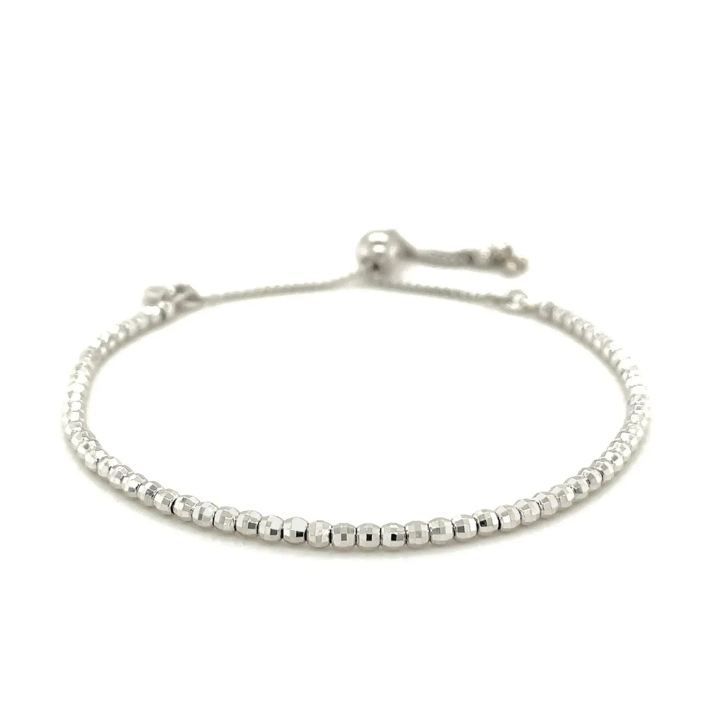 Adjustable Fine Shiny Beaded Bracelet in Sterling Silver (1.50 mm) RCJ Bracelets  CELESTIA LUXE JEWELLERS