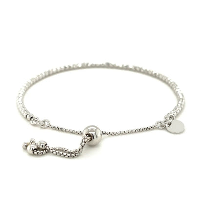 Adjustable Fine Shiny Beaded Bracelet in Sterling Silver (1.50 mm) RCJ Bracelets  CELESTIA LUXE JEWELLERS