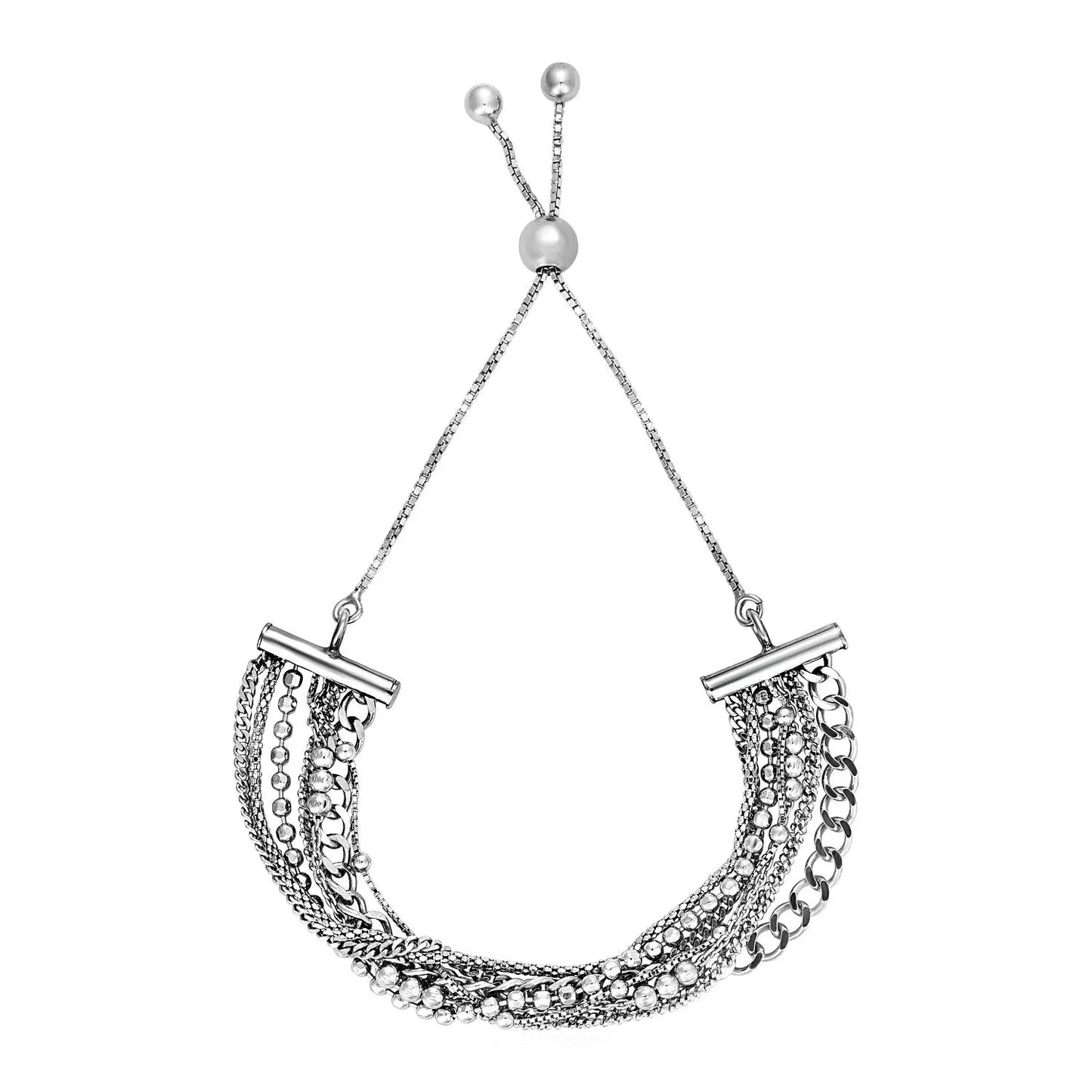 Adjustable Multi Chain Bracelet in Sterling Silver (15.00 mm) RCJ Bracelets  CELESTIA LUXE JEWELLERS