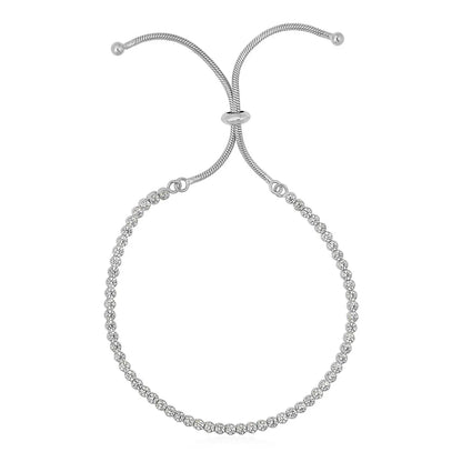 Adjustable Tennis Style Bracelet with Cubic Zirconia in Sterling Silver(4.00 mm) RCJ Bracelets  CELESTIA LUXE JEWELLERS