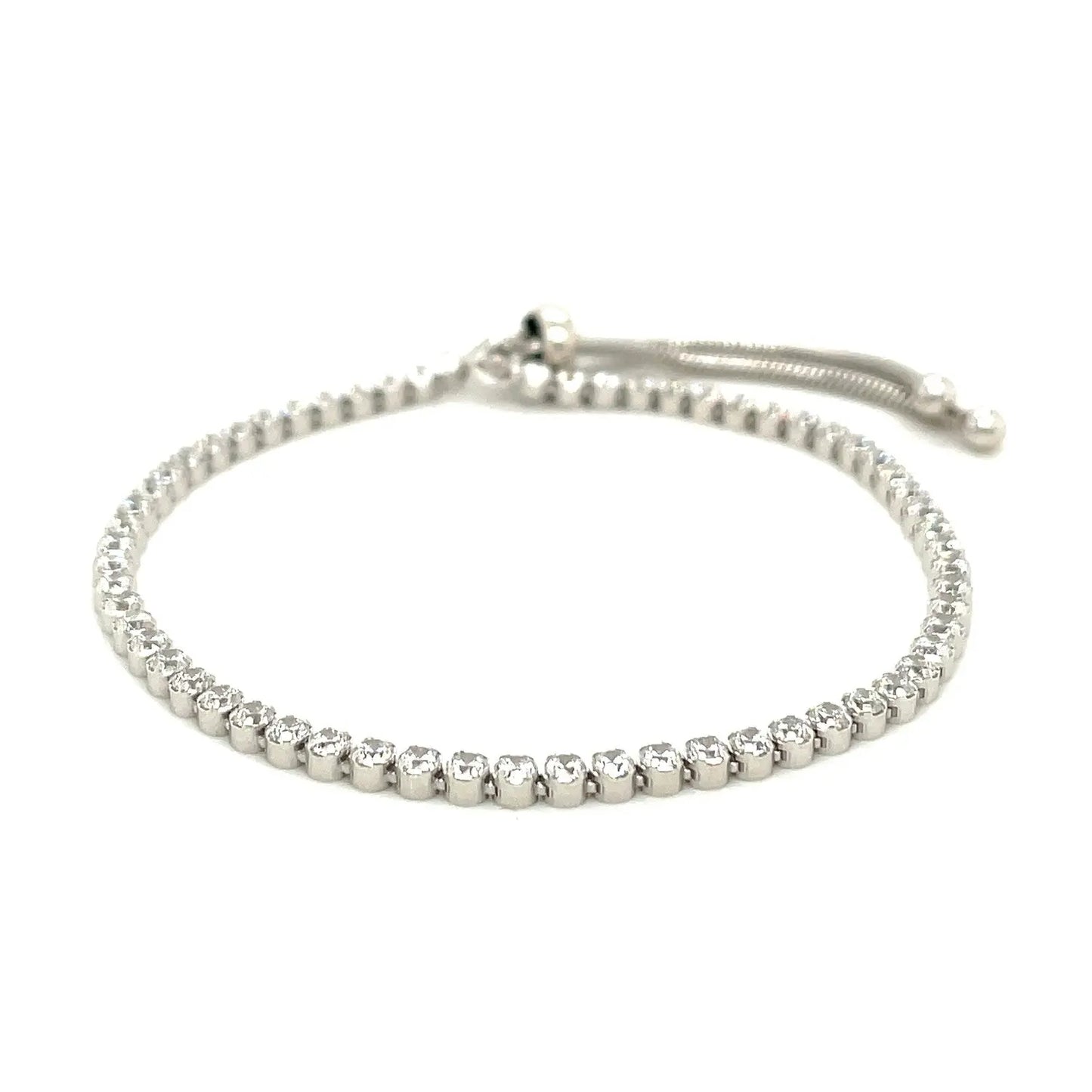 Adjustable Tennis Style Bracelet with Cubic Zirconia in Sterling Silver(4.00 mm) RCJ Bracelets  CELESTIA LUXE JEWELLERS