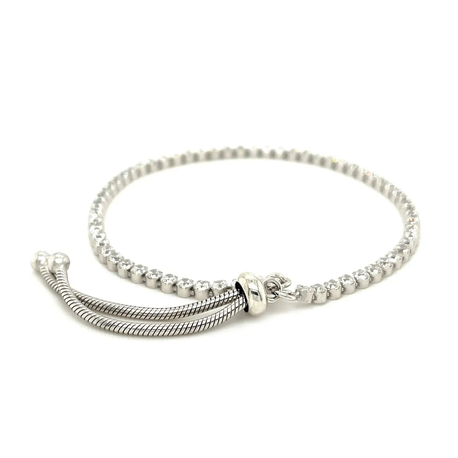 Adjustable Tennis Style Bracelet with Cubic Zirconia in Sterling Silver(4.00 mm) RCJ Bracelets  CELESTIA LUXE JEWELLERS
