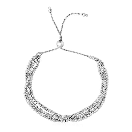 Adjustable Three-Strand Bead Bracelet in Sterling Silver (1.00 mm) RCJ Bracelets  CELESTIA LUXE JEWELLERS