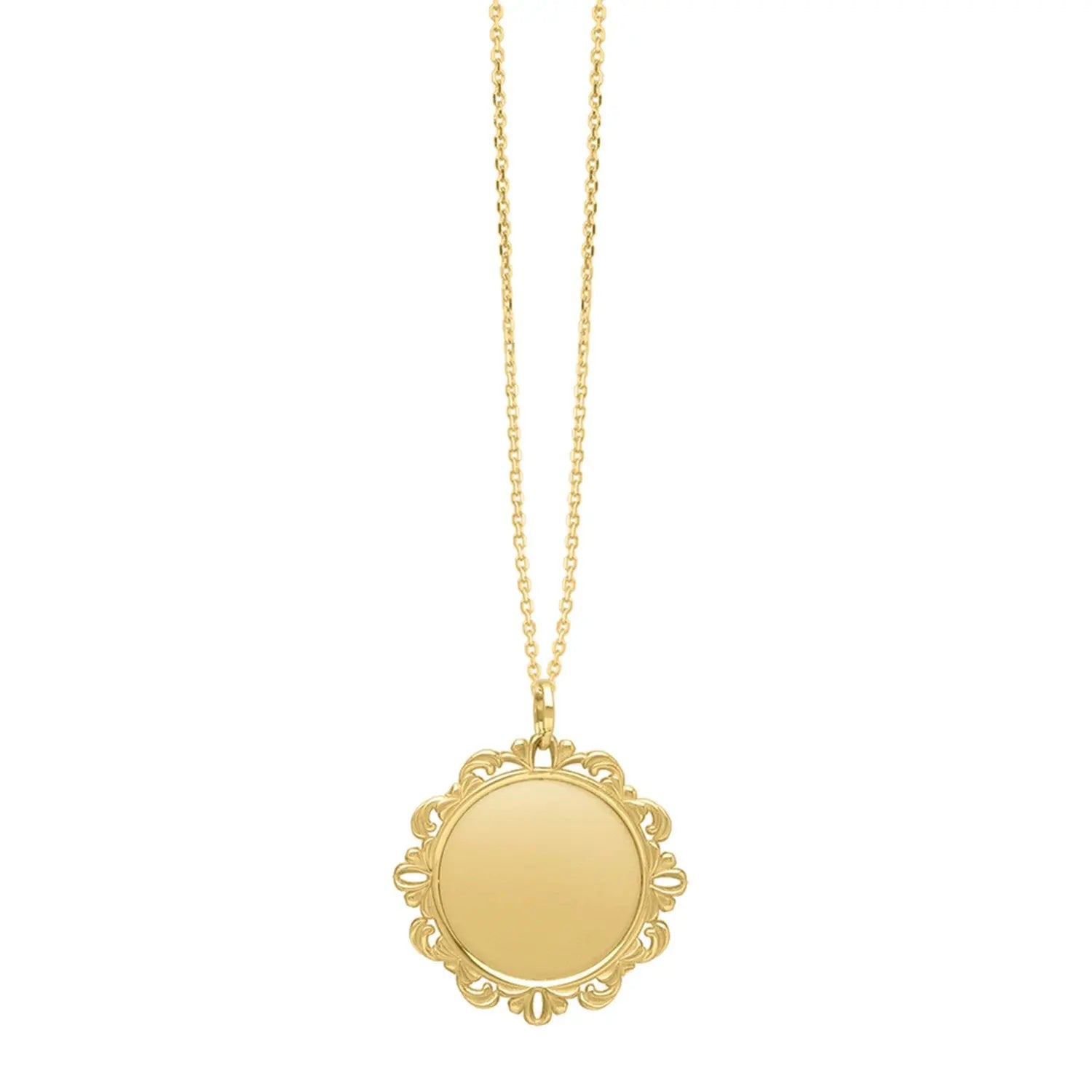 Baroque Round Pendant and Necklace in 14K Yellow Gold RCJ Necklaces  CELESTIA LUXE JEWELLERS