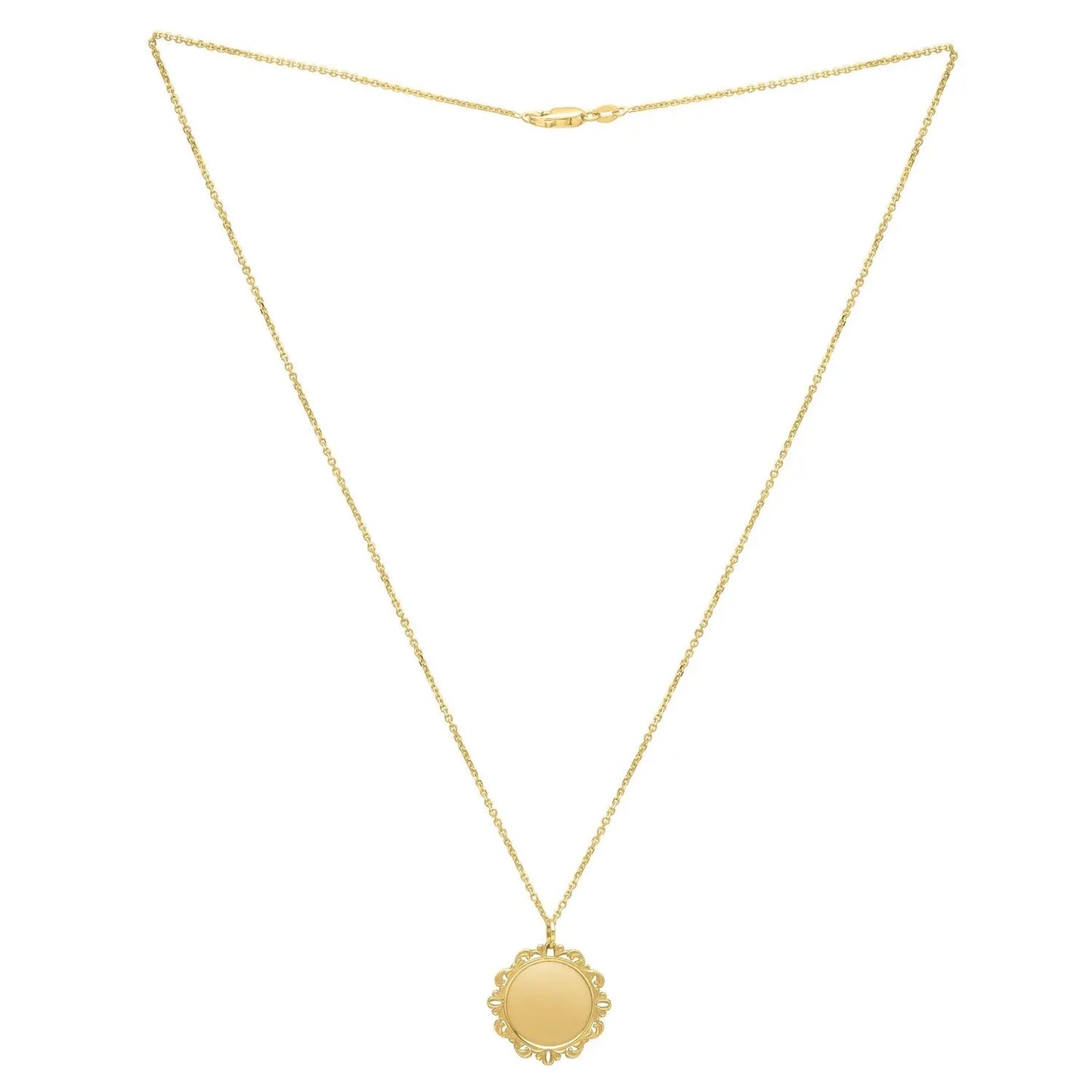 Baroque Round Pendant and Necklace in 14K Yellow Gold RCJ Necklaces  CELESTIA LUXE JEWELLERS