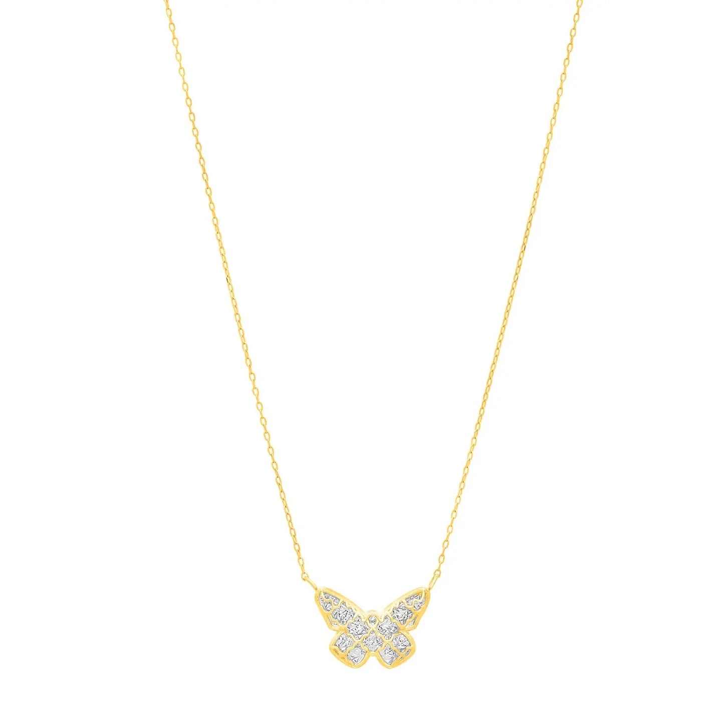 Checkered Butterfly Necklace in 14K Yellow Gold RCJ Necklaces  CELESTIA LUXE JEWELLERS