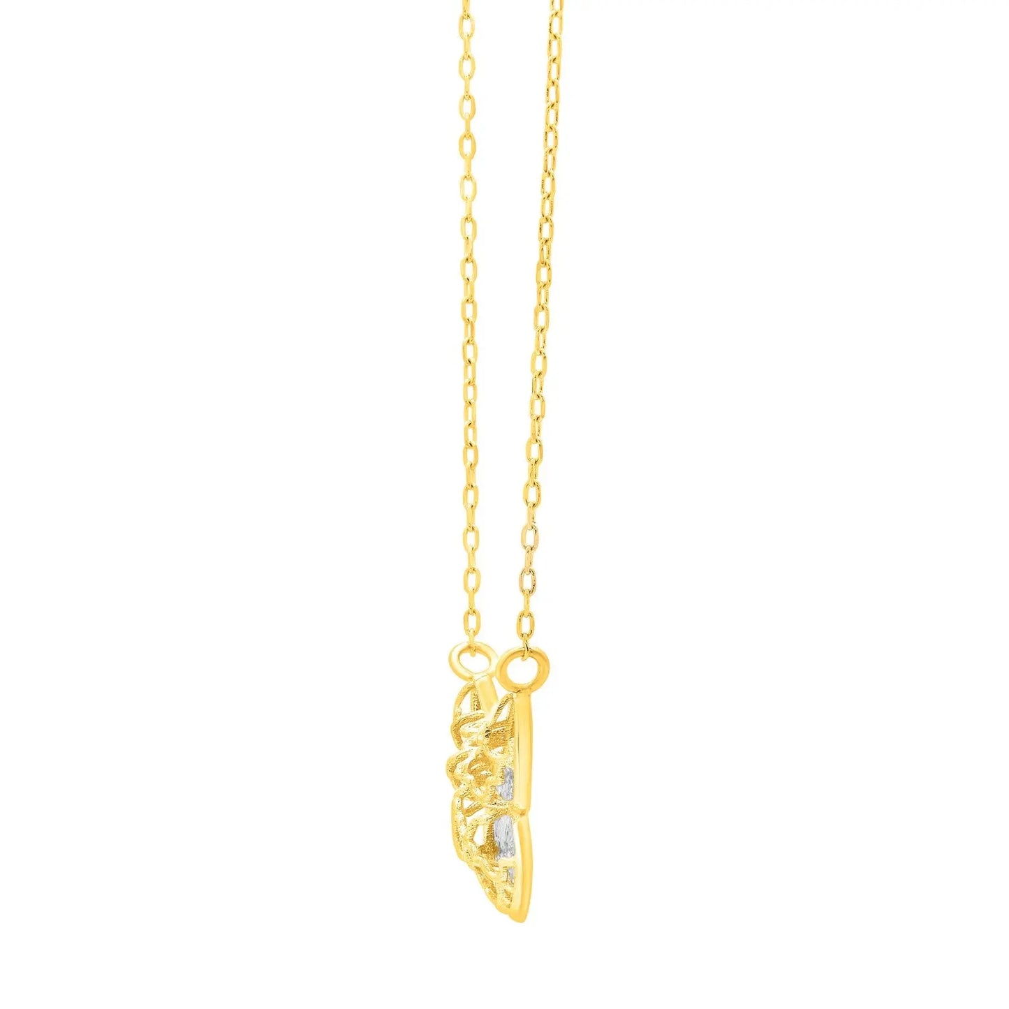 Checkered Butterfly Necklace in 14K Yellow Gold RCJ Necklaces  CELESTIA LUXE JEWELLERS