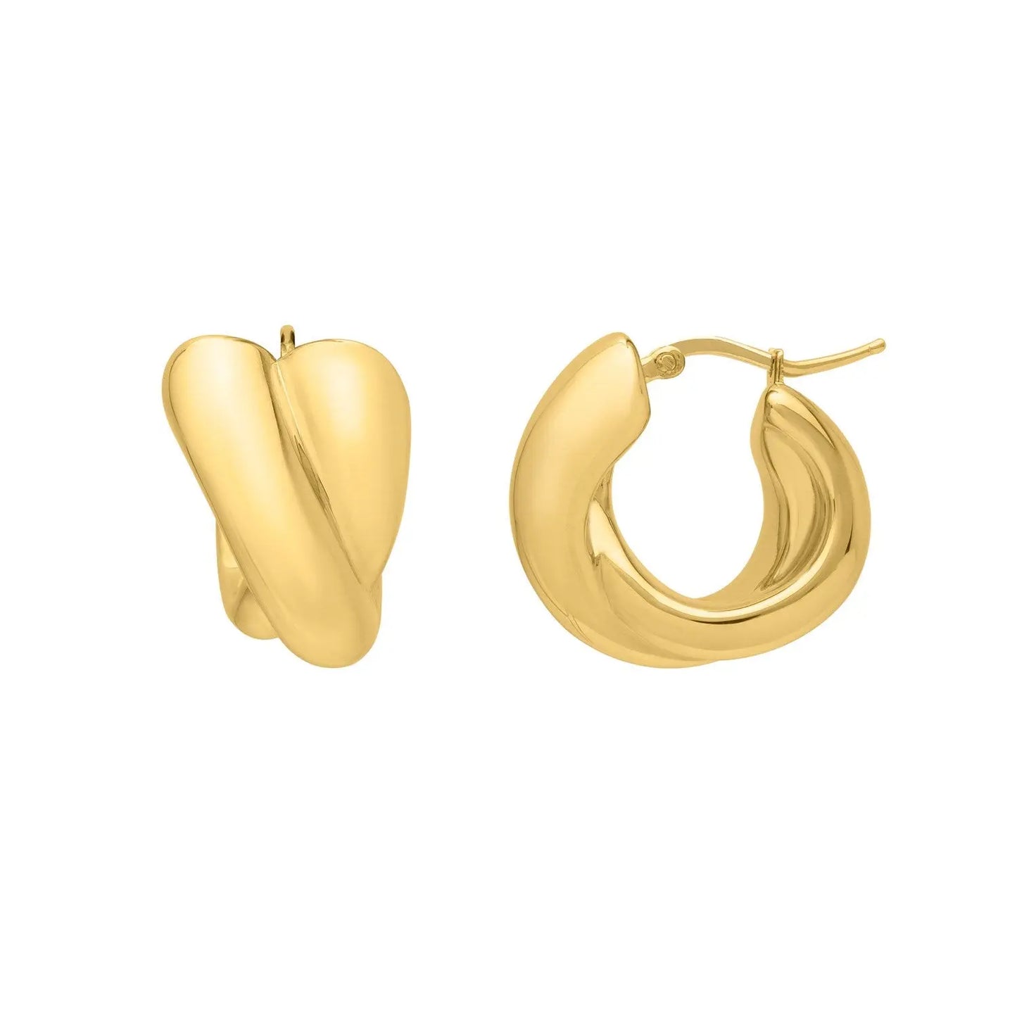 Crossover Hoop Earrings in 14K Yellow Gold RCJ Earrings  CELESTIA LUXE JEWELLERS