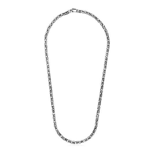 Byzantine Noir Chain — Rhodium-Plated Sterling Silver, 24 in