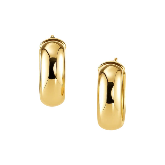 CELESTIALUXEJEWELLERS — 14k Yellow Gold Wide Medium Hoop Earrings with Snap Lock