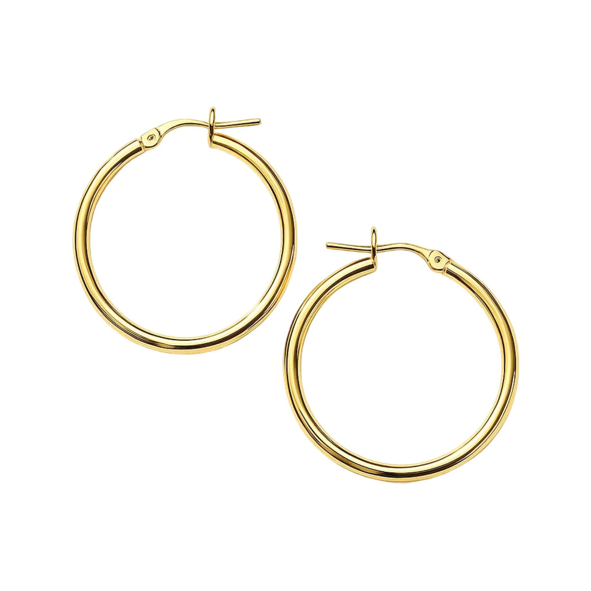14k Yellow Gold Polished Hoop Earrings