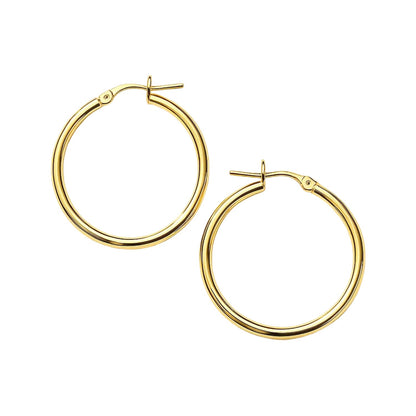 14k Yellow Gold Polished Hoop Earrings