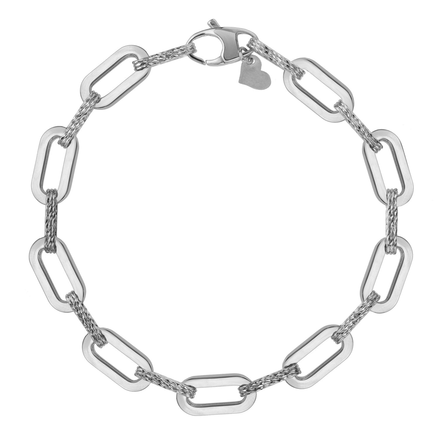 14k White Gold Diamante Paperclip Chain Bracelet (7.00 mm) RCJ Bracelets  CELESTIA LUXE JEWELLERS