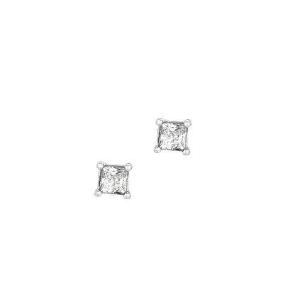 Sterling Silver Princess CZ Stud Earrings