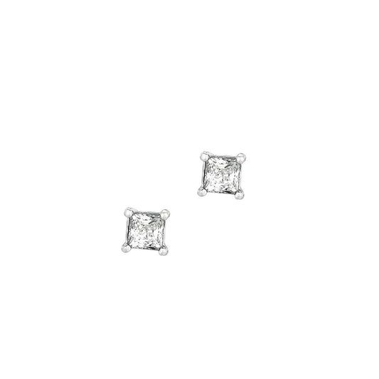 Sterling Silver Princess CZ Stud Earrings