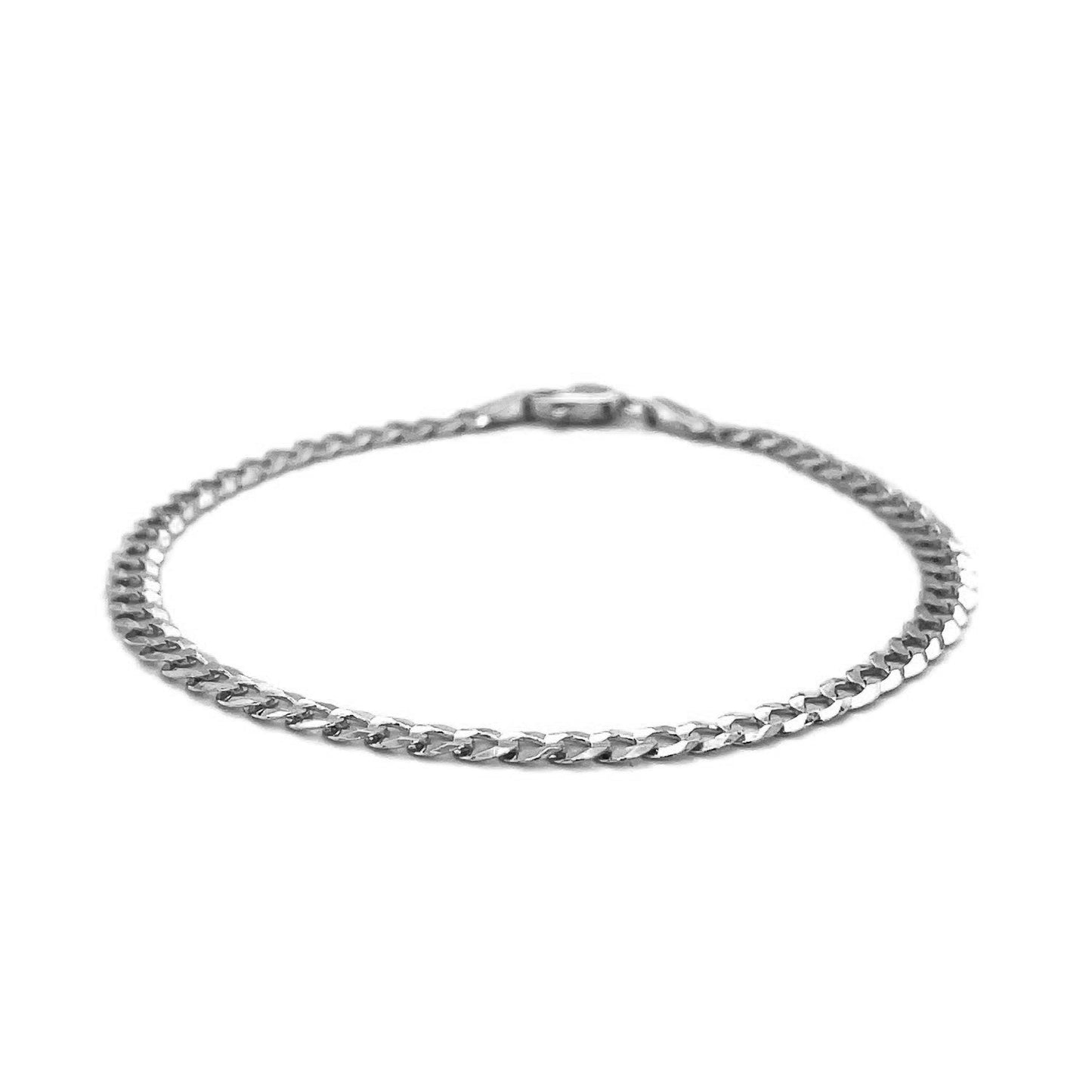 14k White Gold Solid Curb Bracelet (3.60 mm) RCJ Bracelets  CELESTIA LUXE JEWELLERS
