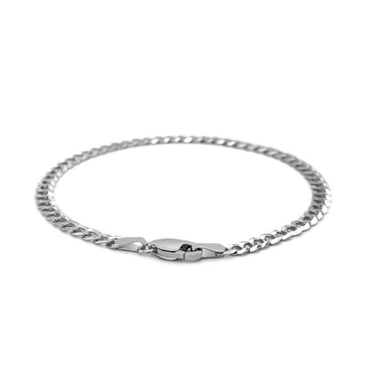 14k White Gold Solid Curb Bracelet (3.60 mm) RCJ Bracelets  CELESTIA LUXE JEWELLERS