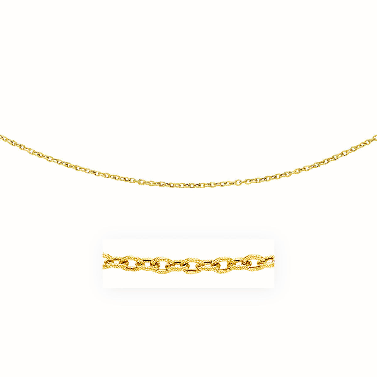 14k Yellow Gold Pendant Chain with Textured Links